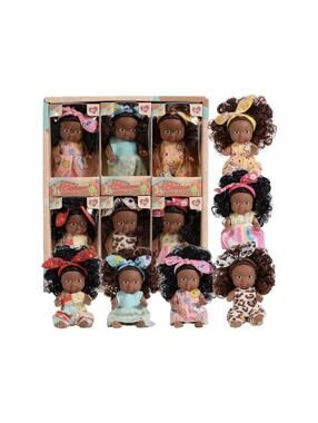 Adorable 6 Pack African Girl Dolls - Posable 4-Inch African American Dolls